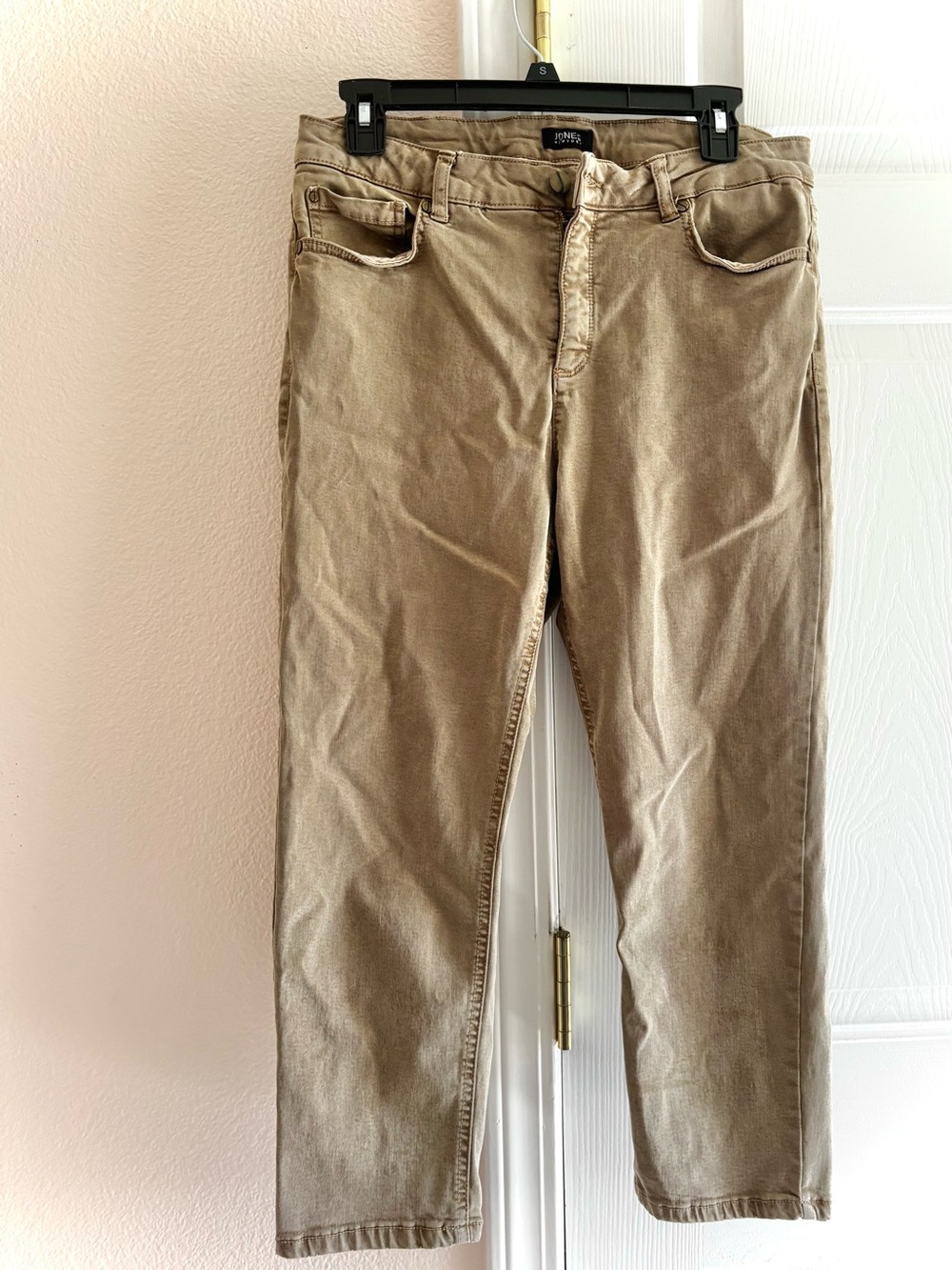 Jones New York Skinny Ankle Cropped Beige Classic Stretch Mid Rise Size 10